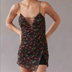 Urban Outfitters Bright Side Lace-Up Mini Dress